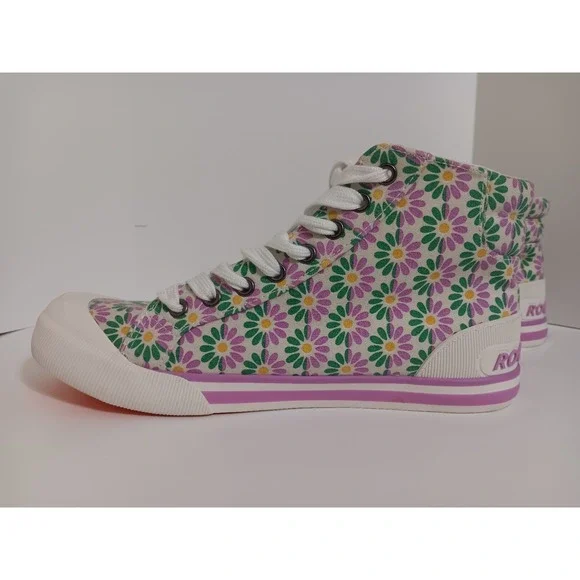 Rocket Dog Jazzin High Top Sneakers Women's 8.5 Pastel Floral Canvas Shoes Daisy - Picture 10 of 16
